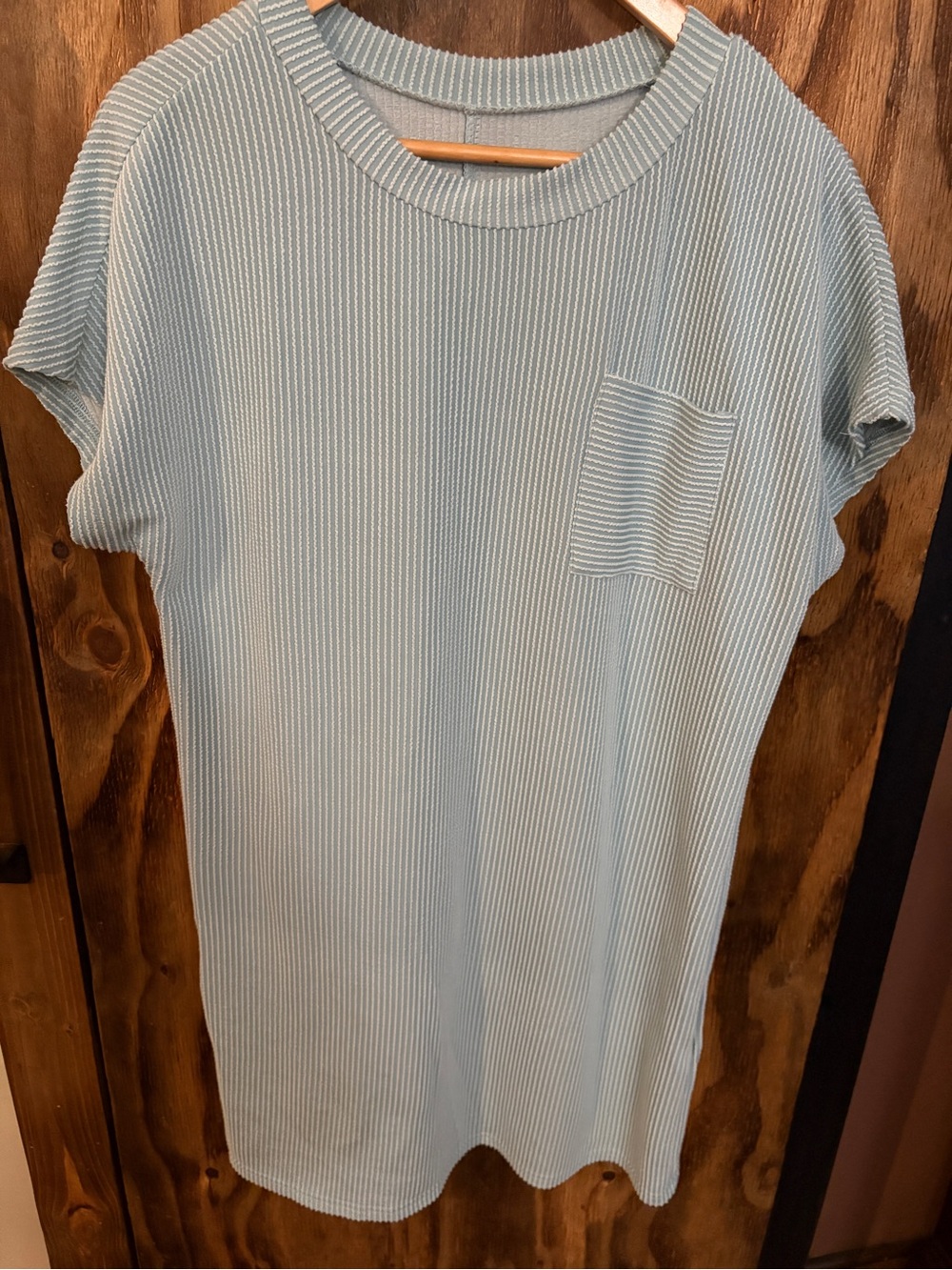 Source Unknown Light Blue Ribbed Pocket Midi Dress